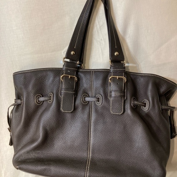 Dooney and Bourke Leather J1854867 FLORENTINE  Black Drawstring SHOULDERbag VNTG - Picture 4 of 13